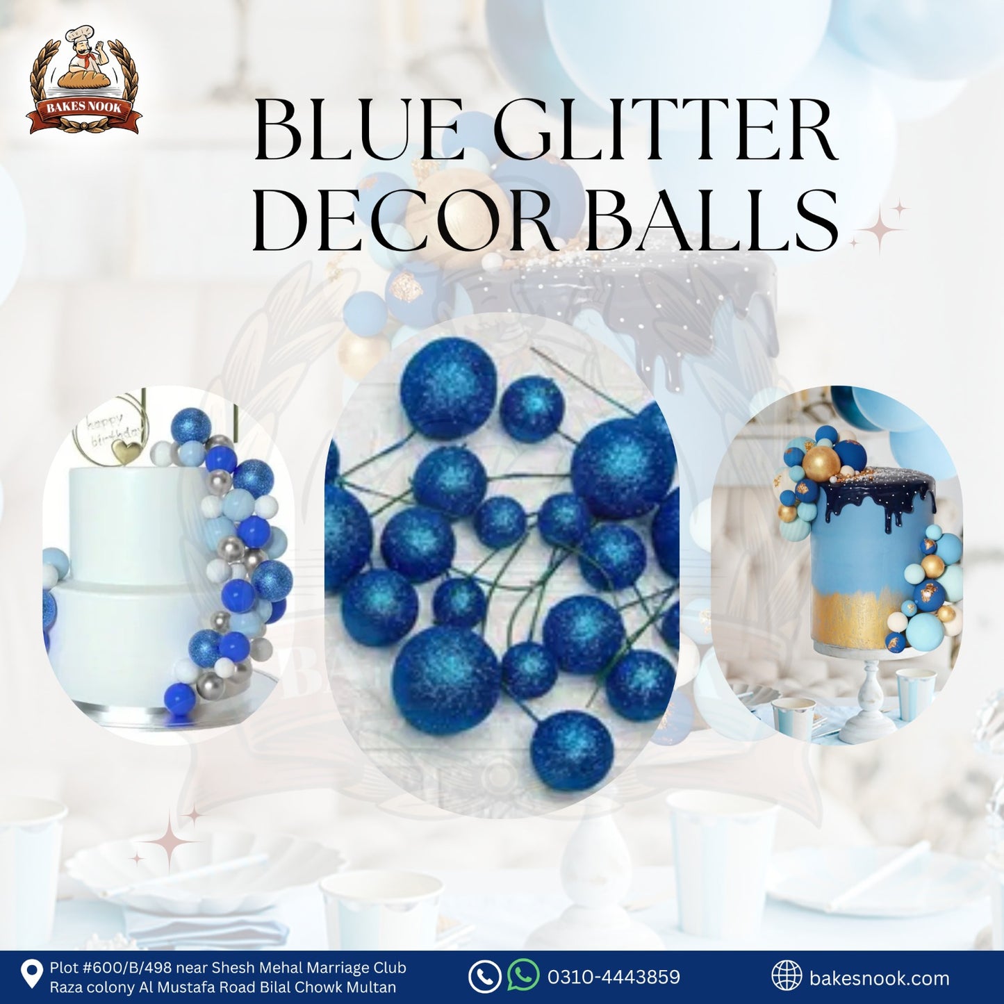 BLUE GLITTER DECOR BALLS