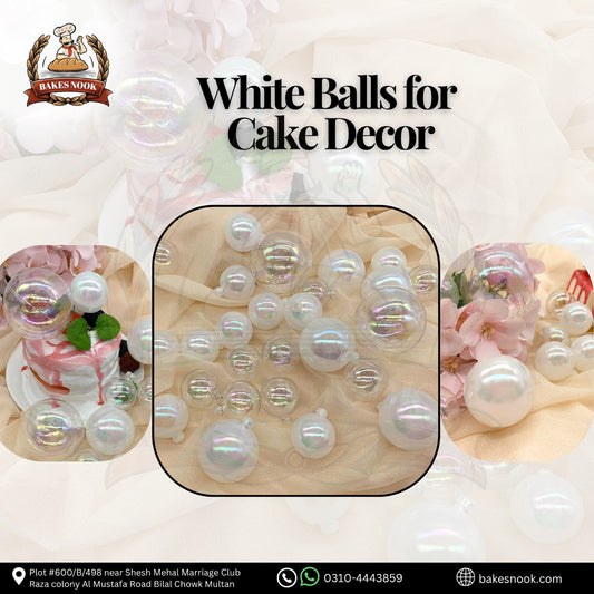 WHITE BALLS FOR CAKE DECOR