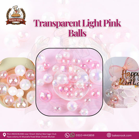TRANSPARENT CAKE DECOR BALLS PINK
