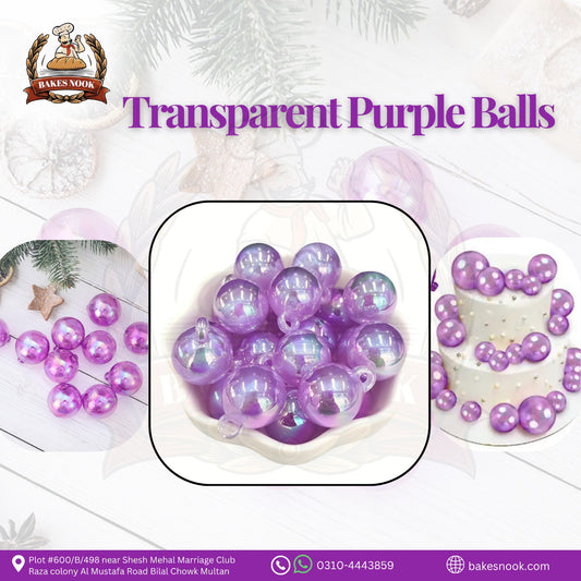 TRANSPARENT CAKE DECOR BALLS PURPLE