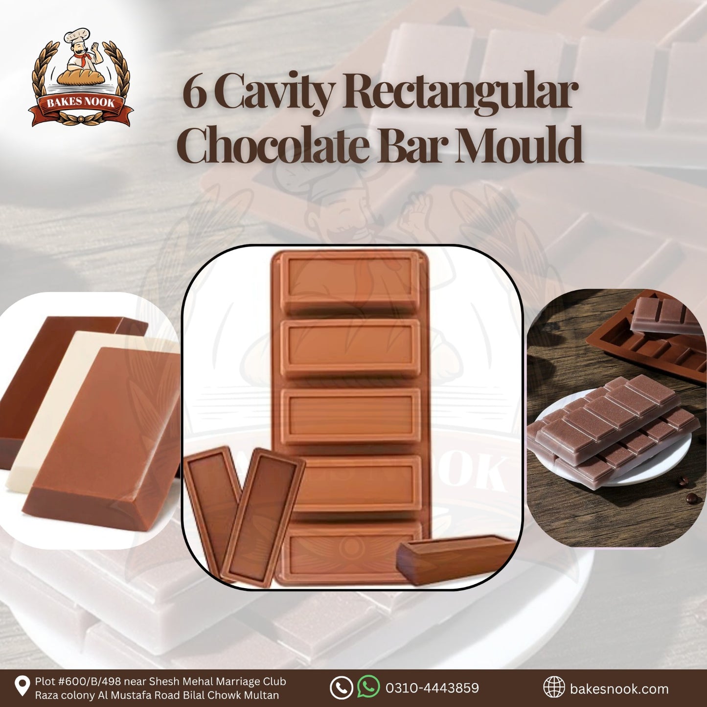 6 CAVITY CHOCOLATE BAR MOULD