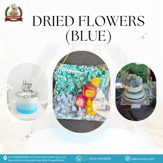 DRIED FLOWERS CAKE THEME BLUE
