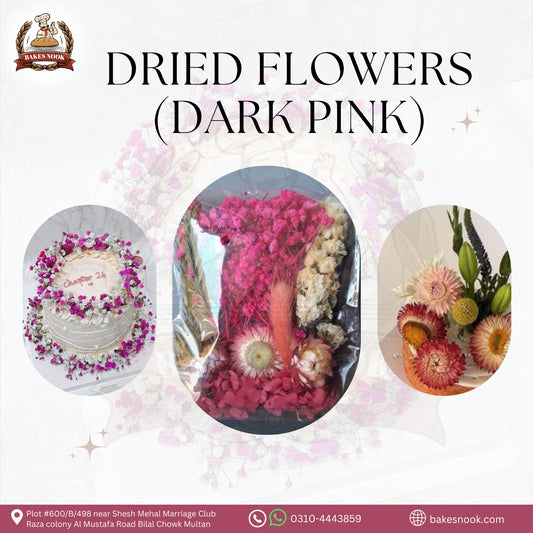 DRIED FLOWER CAKE THEME DARK PINK