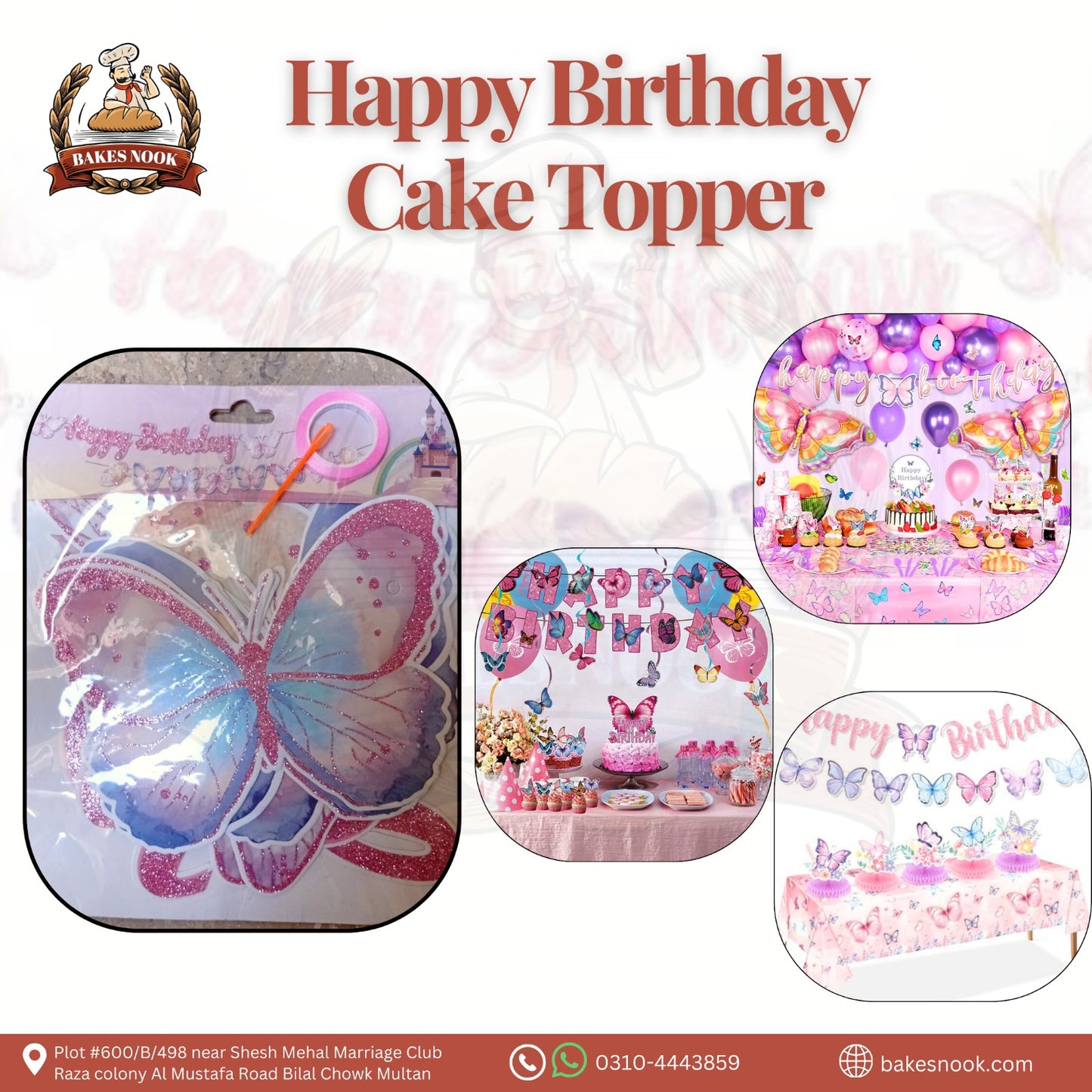 GLITTER HAPPY BIRTHDAY BANNER AND BUTTERFLY BANNER