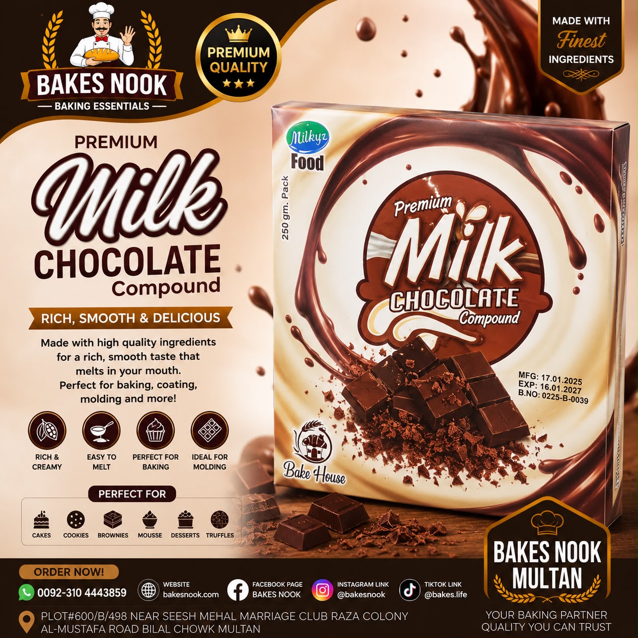 MF Milk Chocolate by BakesNook (250gm)