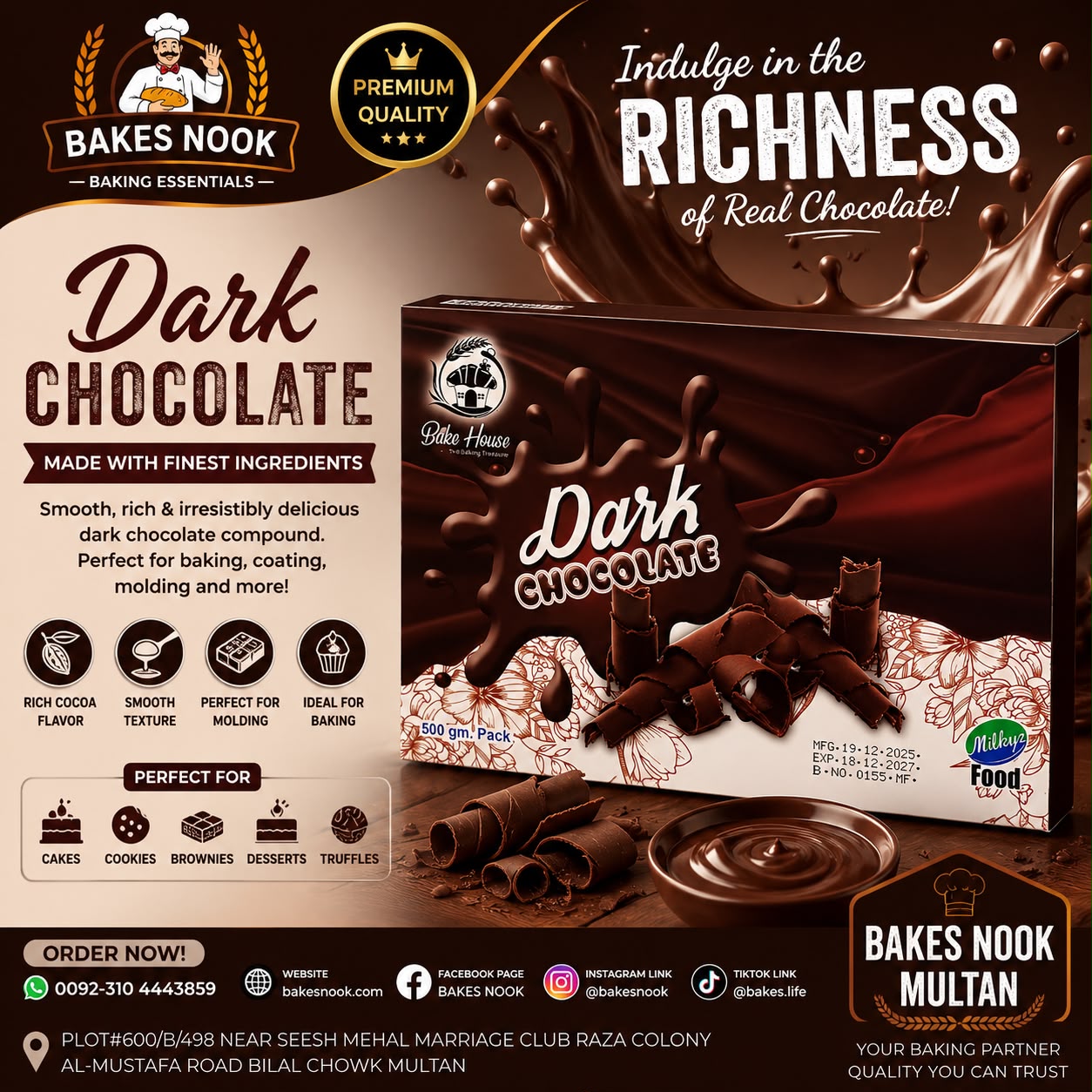 MF Dark Chocolate by BakesNook (500g)