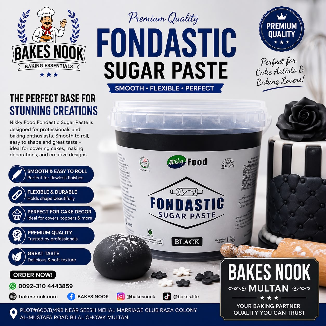 FONDASTIC SUGAR PASTE BLACK 1KG