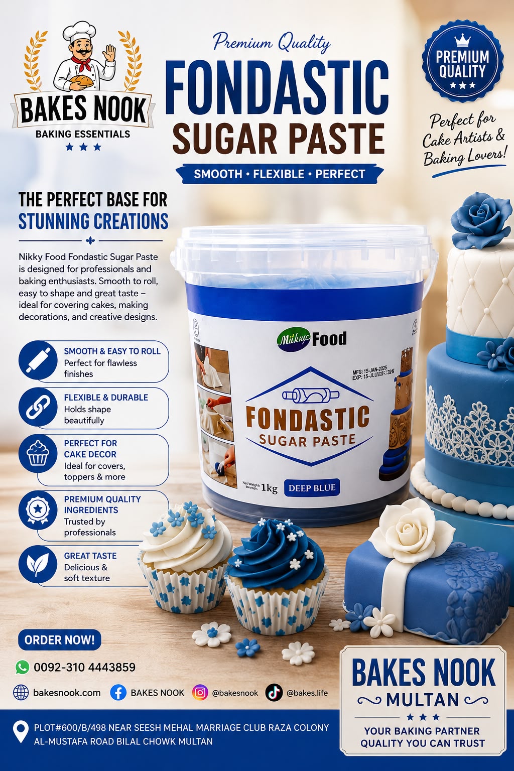 FONDASTIC SUGAR PASTE BLUE 1KG