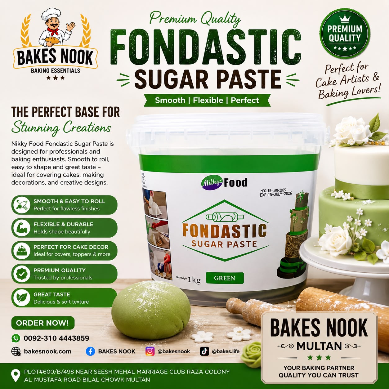 FONDASTIC SUGAR PASTE GREEN 1KG