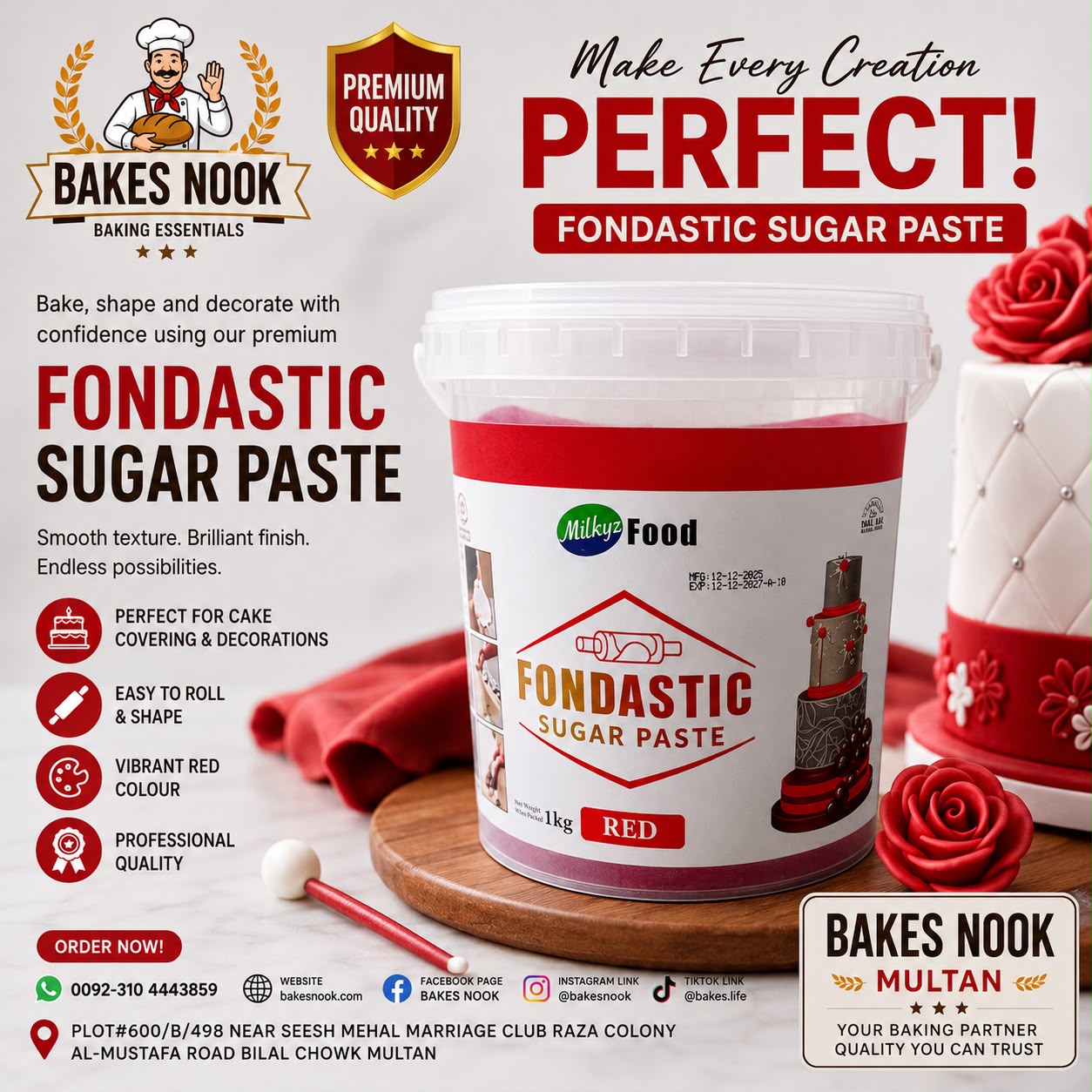 FONDASTIC SUGAR PASTE RED 1KG