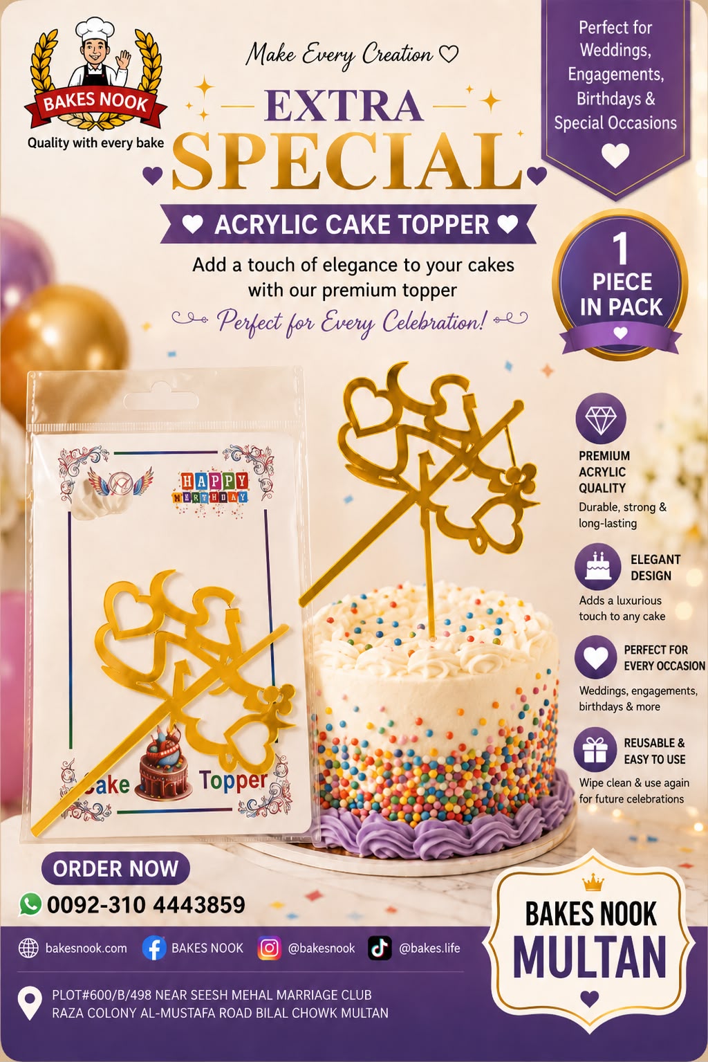 Premium Acrylic Cake Topper
