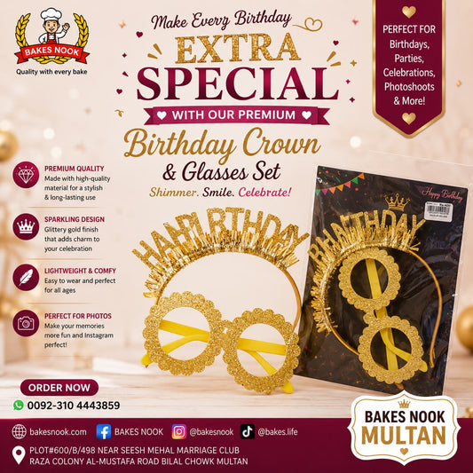 Shiny Golden Birthday Headband Set With English Letters