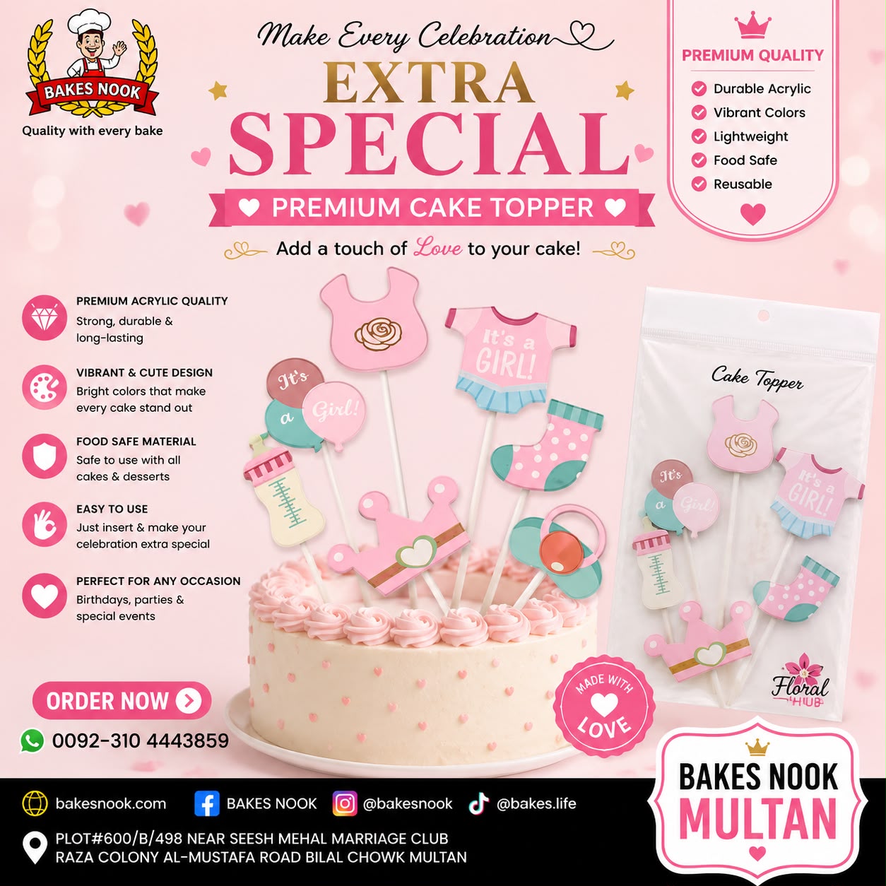 7pcs/Set Its a Girl Theme Cake Topper for Welcome Baby