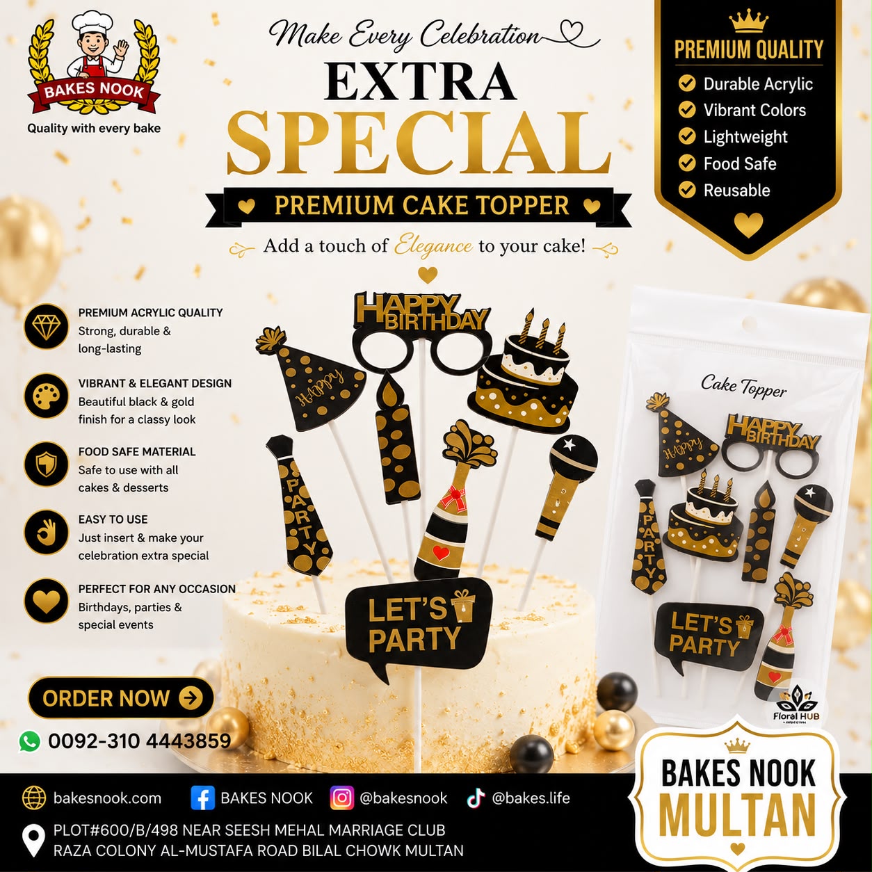 Birthday Party Theme Cake Topper Set