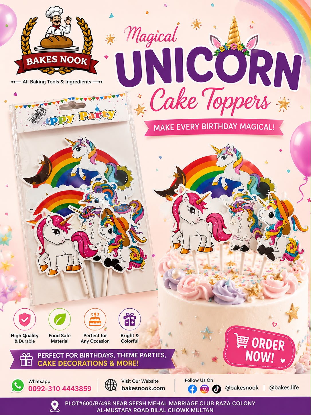 Unicorn Cake Toppers Set