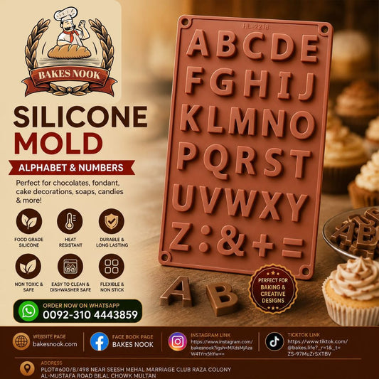 Uppercase Alphabet And Symbols Silicone Mold 30 Cavity