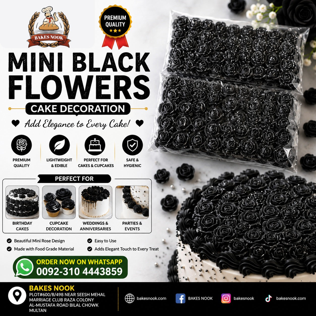 Mini Black Artifical Flowers