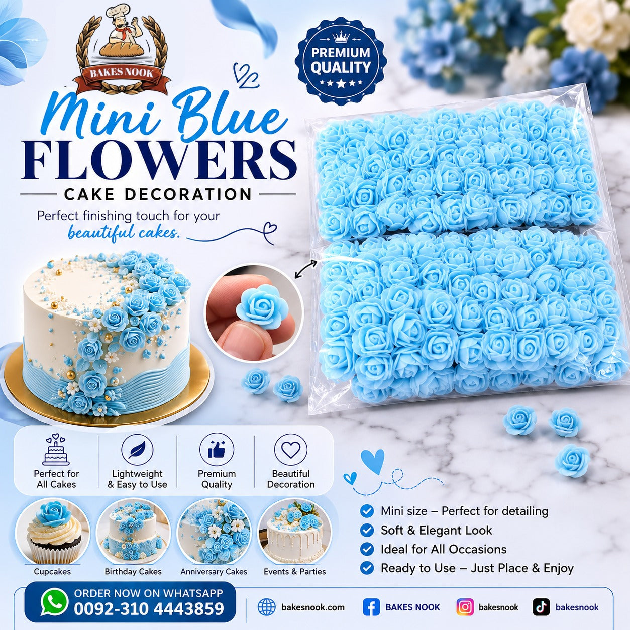 Mini Blue Artifical Flowers