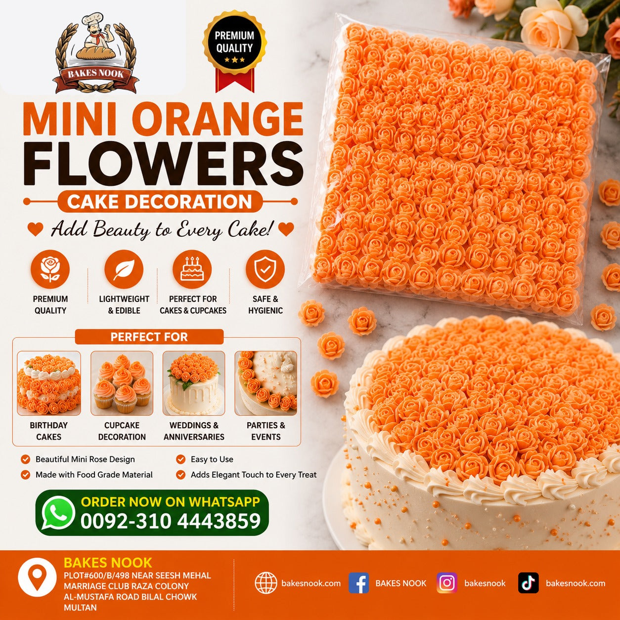 Mini Orange Artifical Flowers