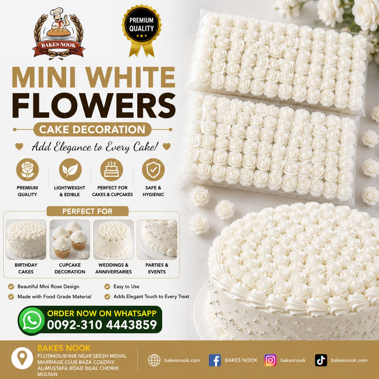 Mini White Artifical Flowers