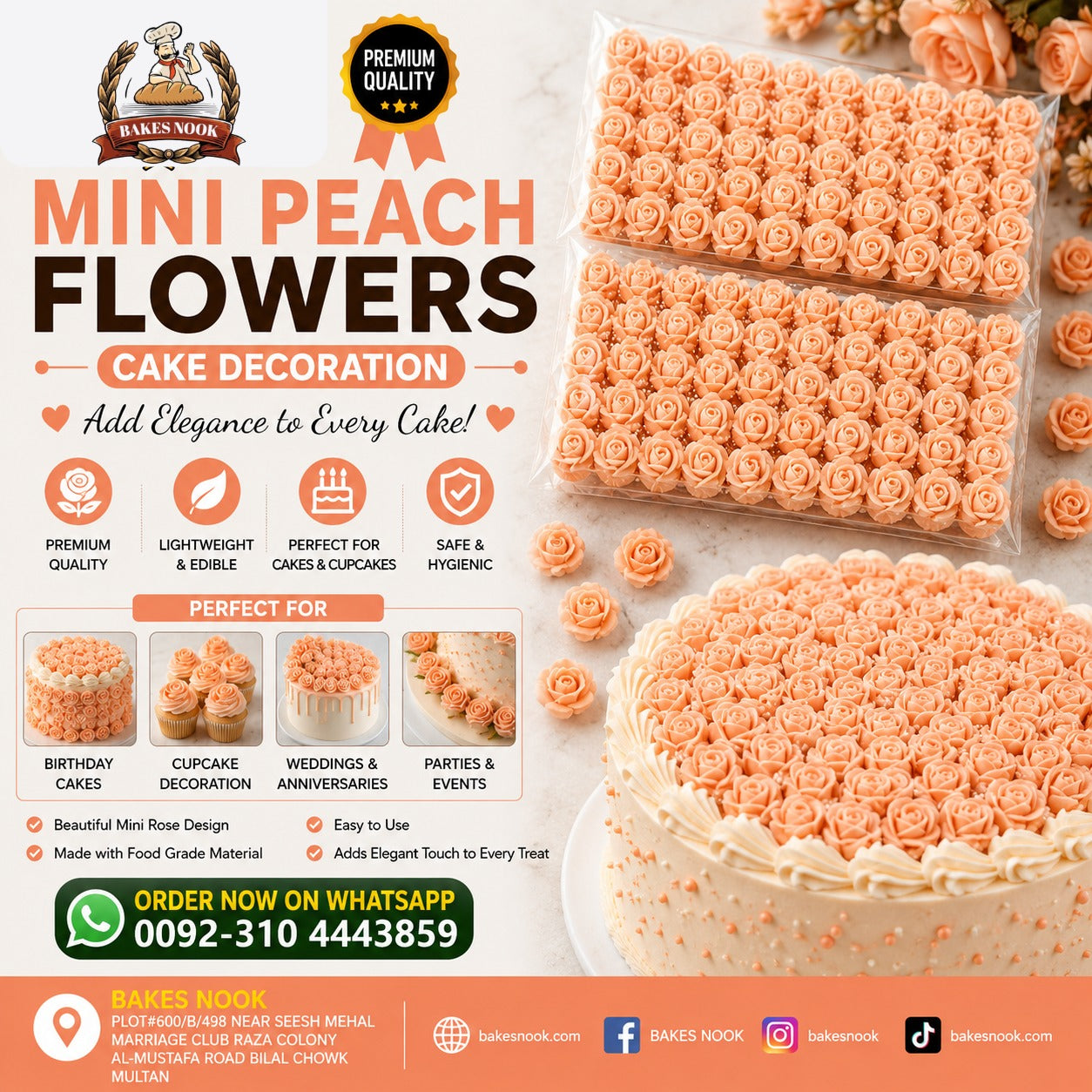 Mini Peach Artifical Flowers