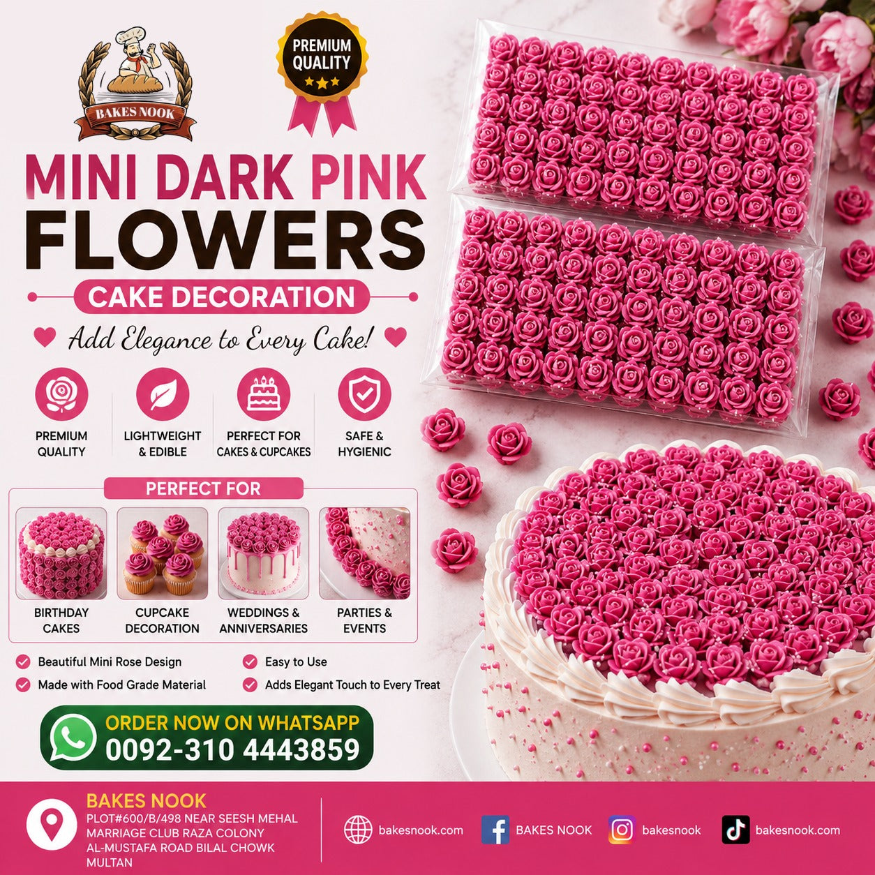 Mini Dark Pink Artifical Flowers