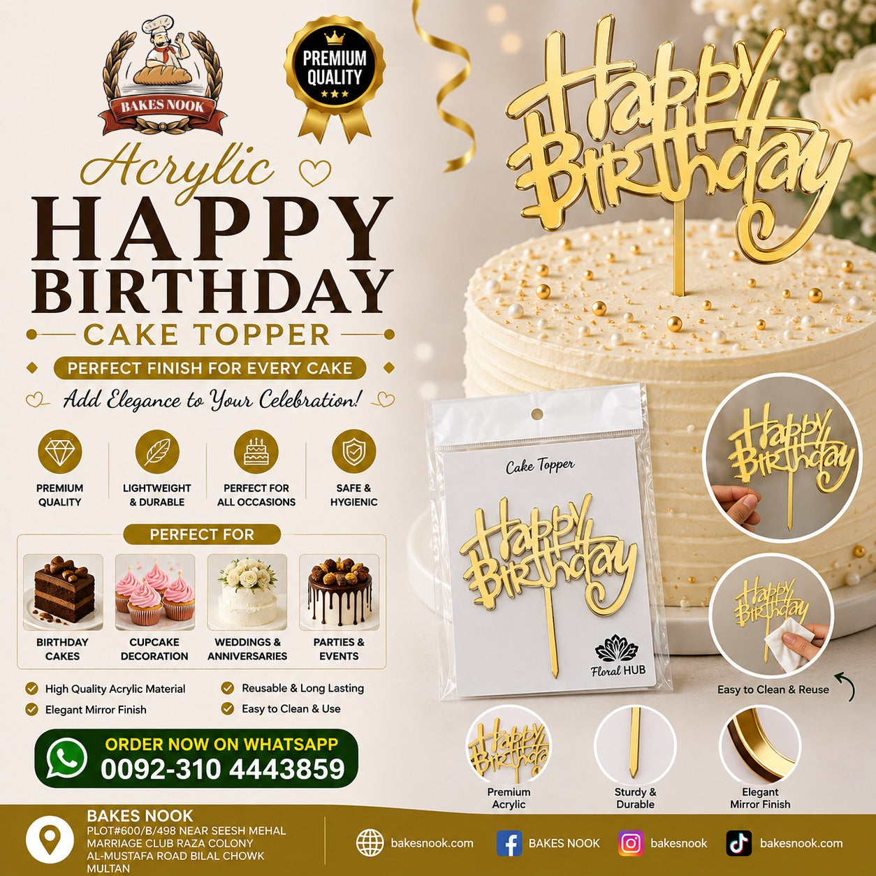 Happy Birthday Acrylic Cake Toper