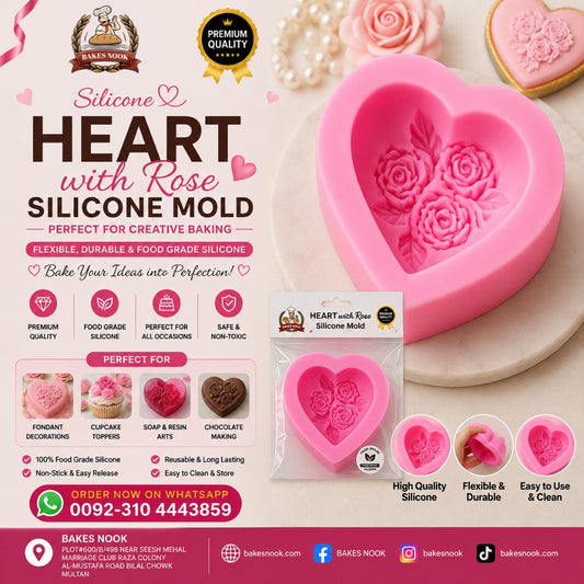 Heart With Rose Silicone Mould
