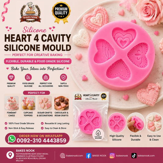 Heart 4 Cavity Silicone Mould