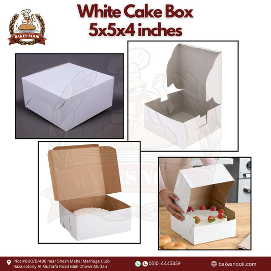 White Cake Box by BakesNook (5x5x4)