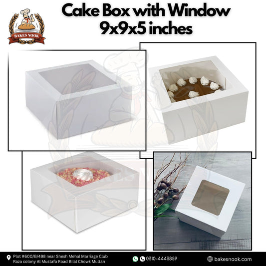 Window Cake Box by BakesNook (9x9x5)