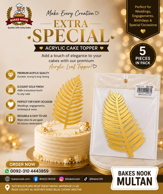 ACRYLIC CAKE LEAF 5 PCS