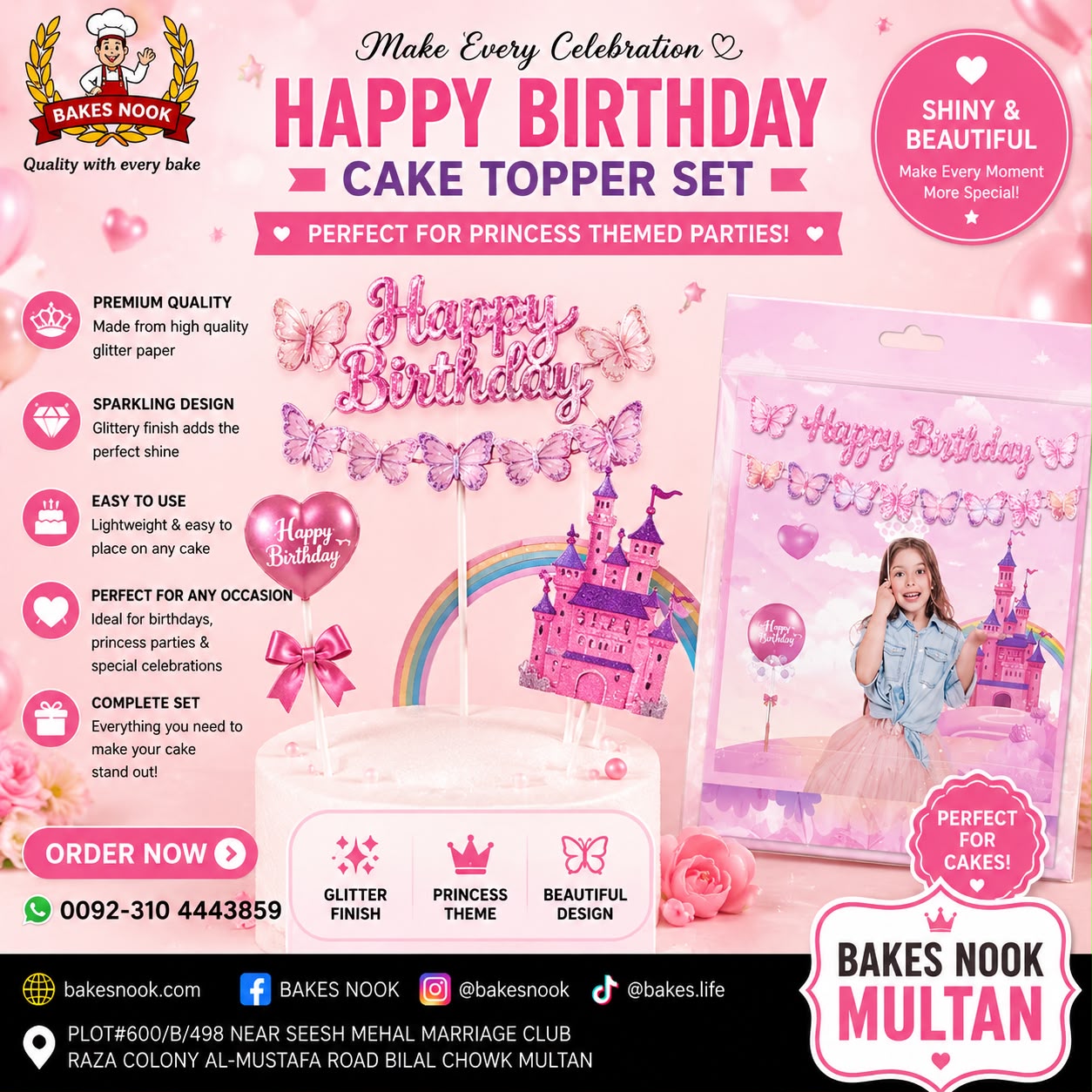 GLITTER HAPPY BIRTHDAY BANNER AND BUTTERFLY BANNER