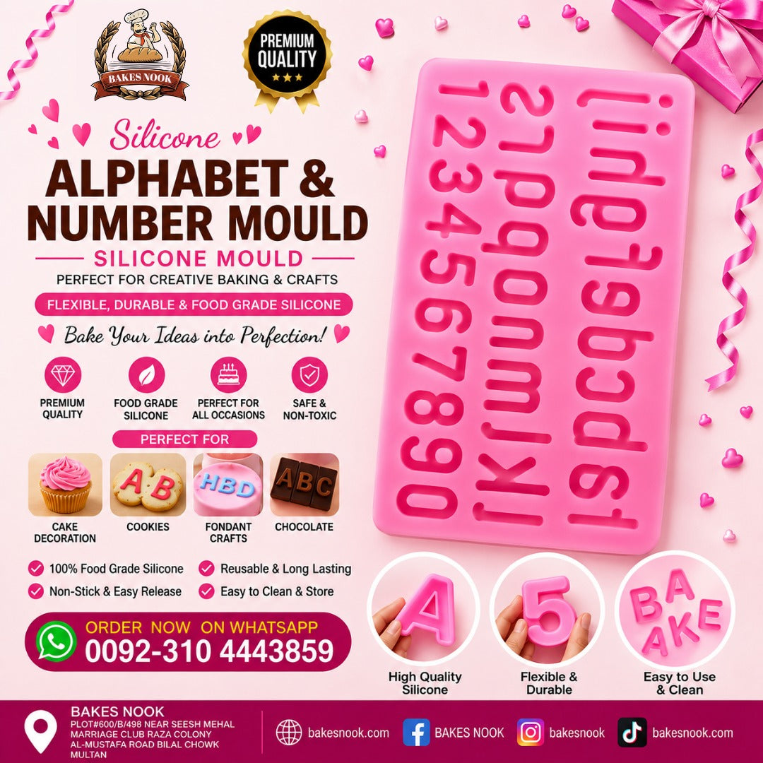 Silicone Alphabet &Number Mould by BakesNook (Small)