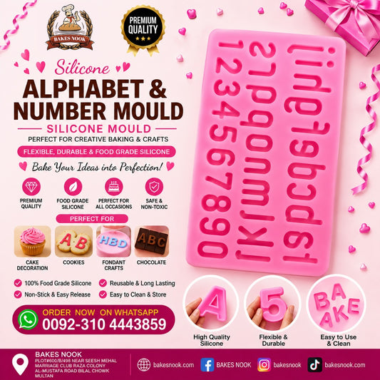 Silicone Alphabet &Number Mould by BakesNook (Small)
